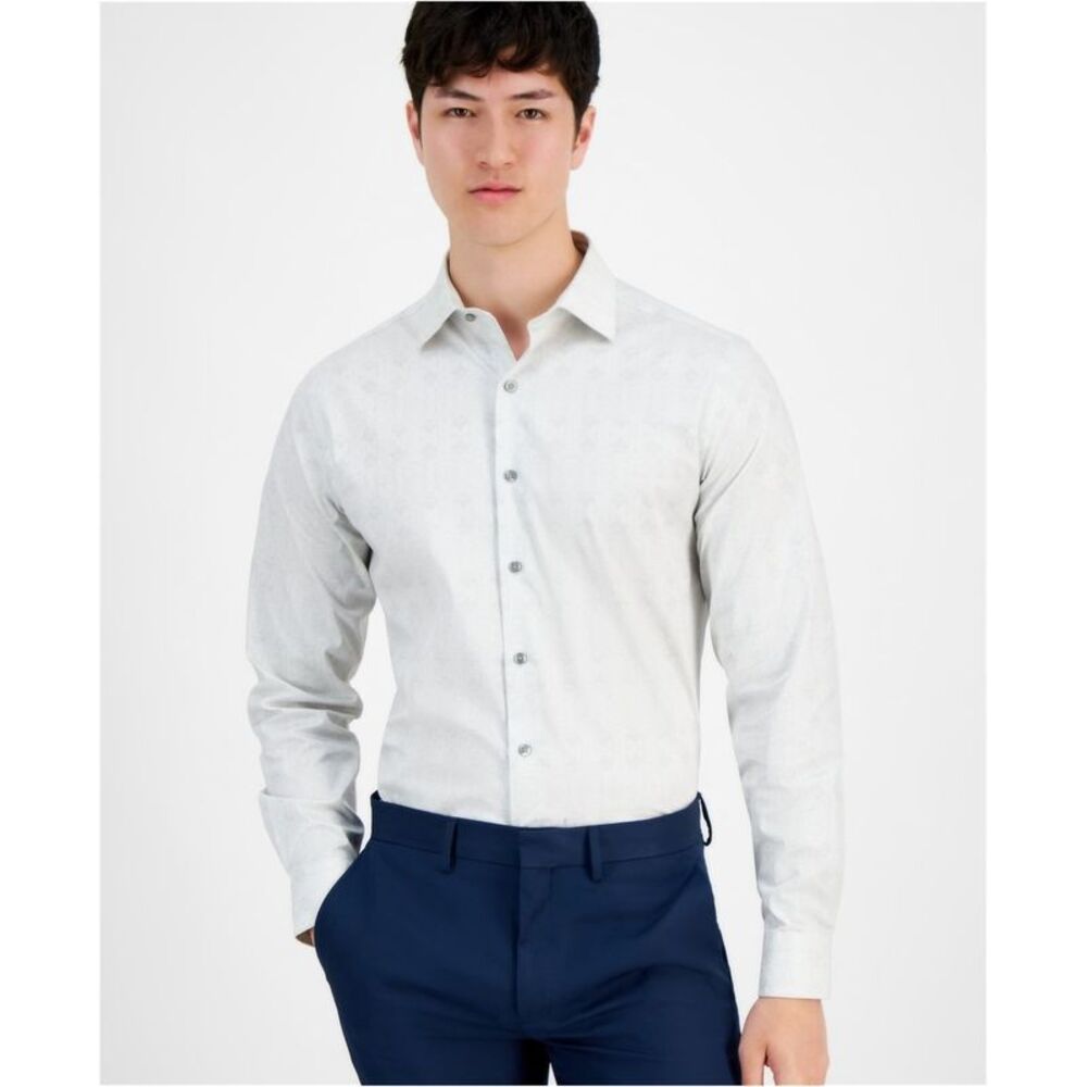 Alfani Mens Geo-Lines Button Down Dress Shirt, NWT